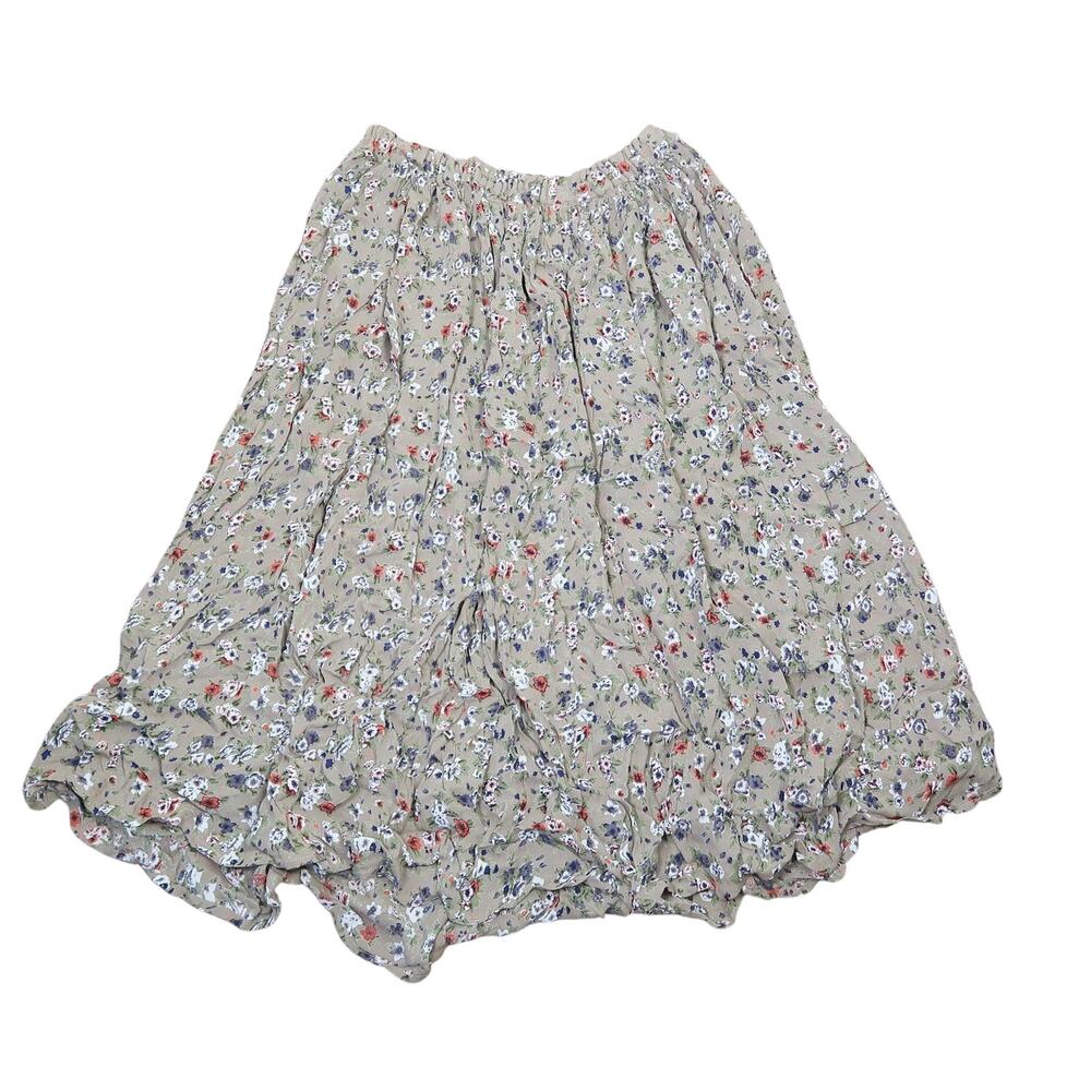 Vintage 90s Indira tan floral flowy midi peasant skirt L